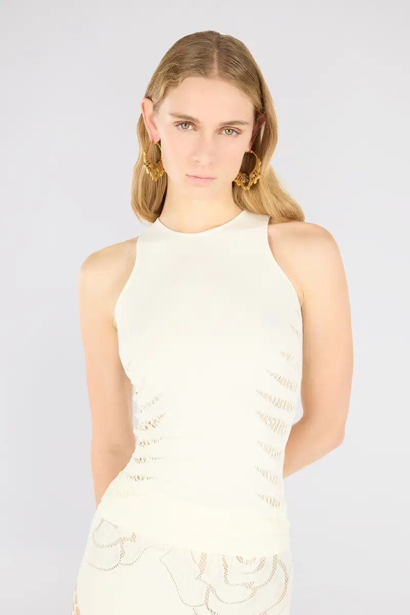 Roberto Cavalli Tank Top with Perforated Zebra Pattern | Thumbnail 2 Roberto Cavalli Tank Top with Perforated Zebra Pattern | Thumbnail 2
