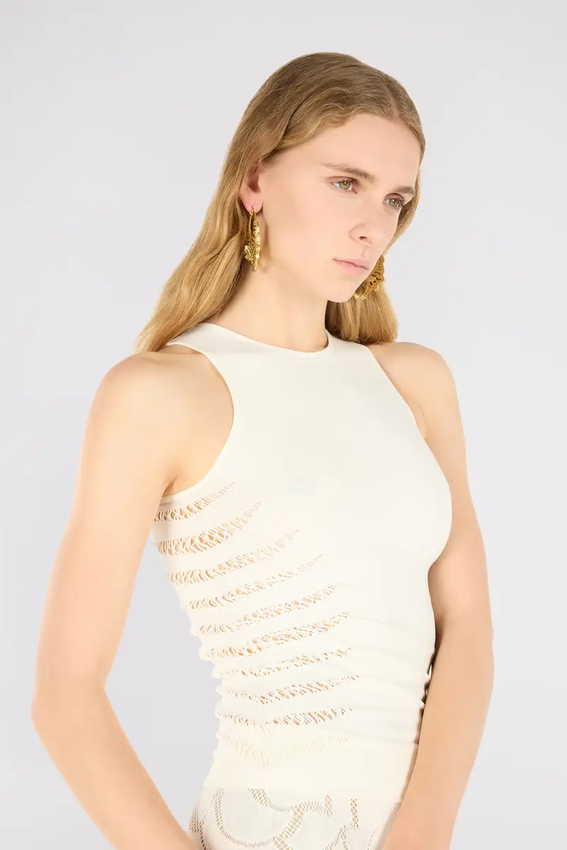 Roberto Cavalli Tank Top with Perforated Zebra Pattern | Thumbnail 5 Roberto Cavalli Tank Top with Perforated Zebra Pattern | Thumbnail 5