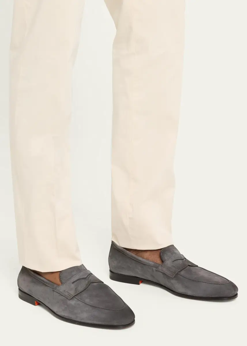 Santoni Men's Carlos Suede Penny Loafers | Thumbnail 2