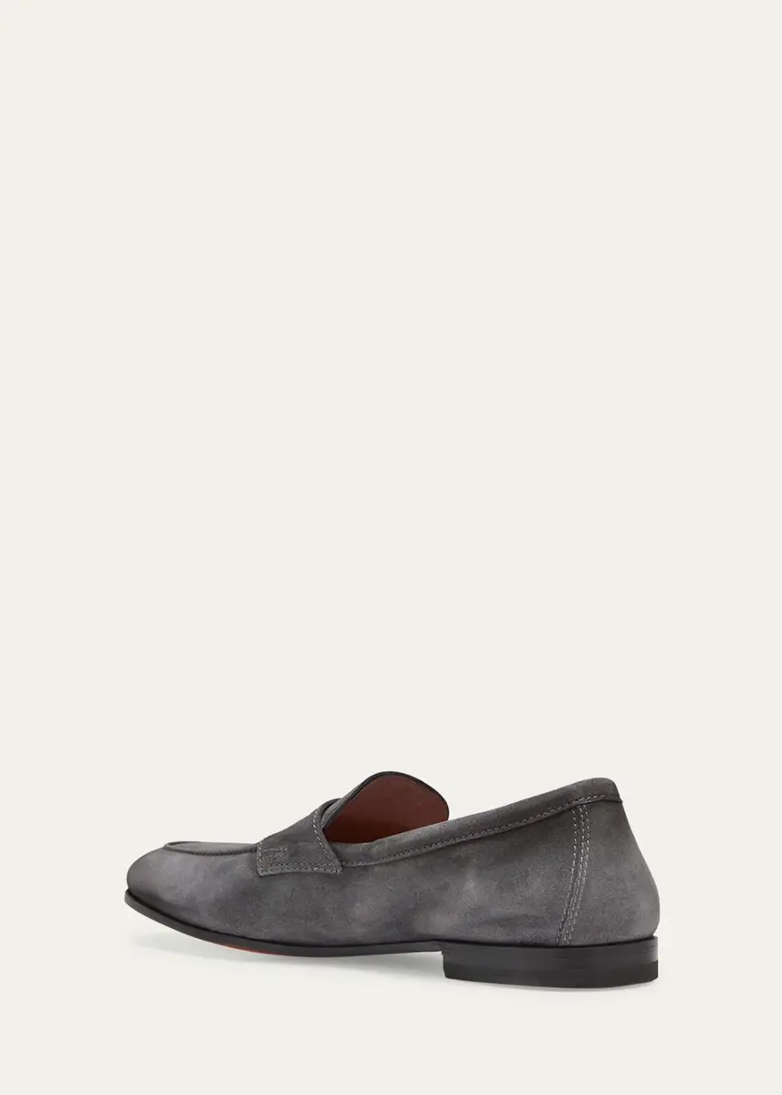 Santoni Men's Carlos Suede Penny Loafers | Thumbnail 4