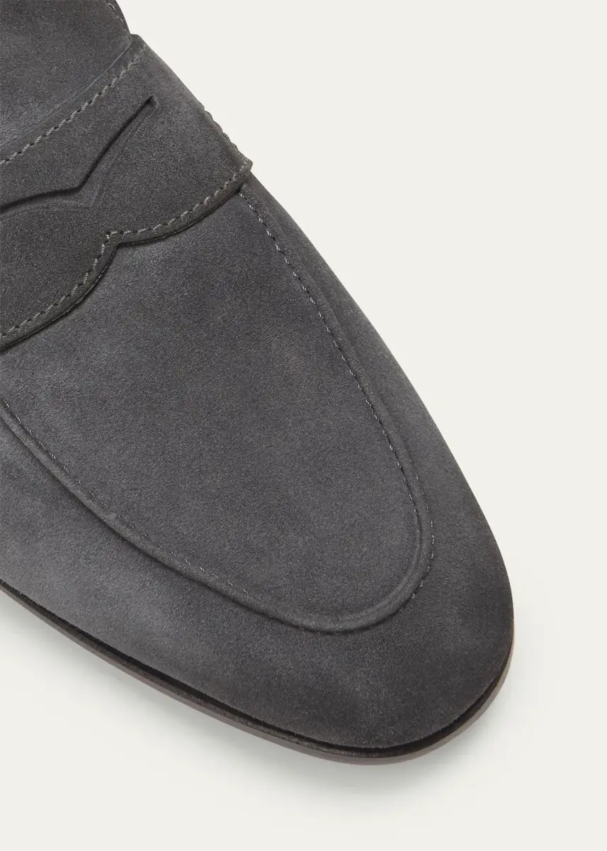 Santoni Men's Carlos Suede Penny Loafers | Thumbnail 5