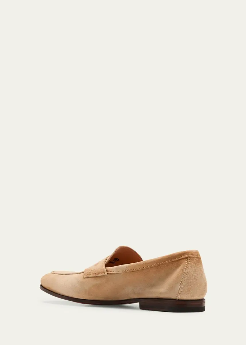 Santoni Men's Carlos Suede Penny Loafers | Thumbnail 6