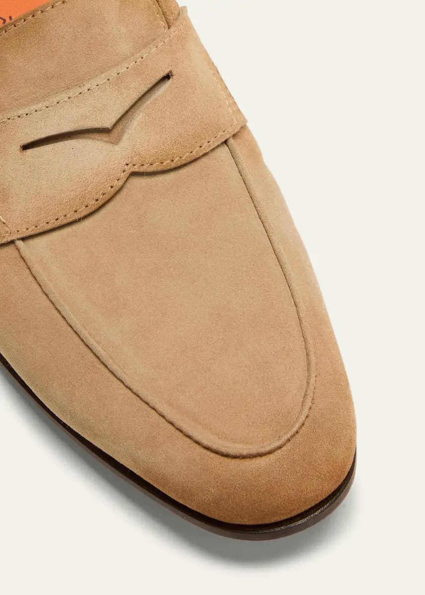 Santoni Men's Carlos Suede Penny Loafers | Thumbnail 7