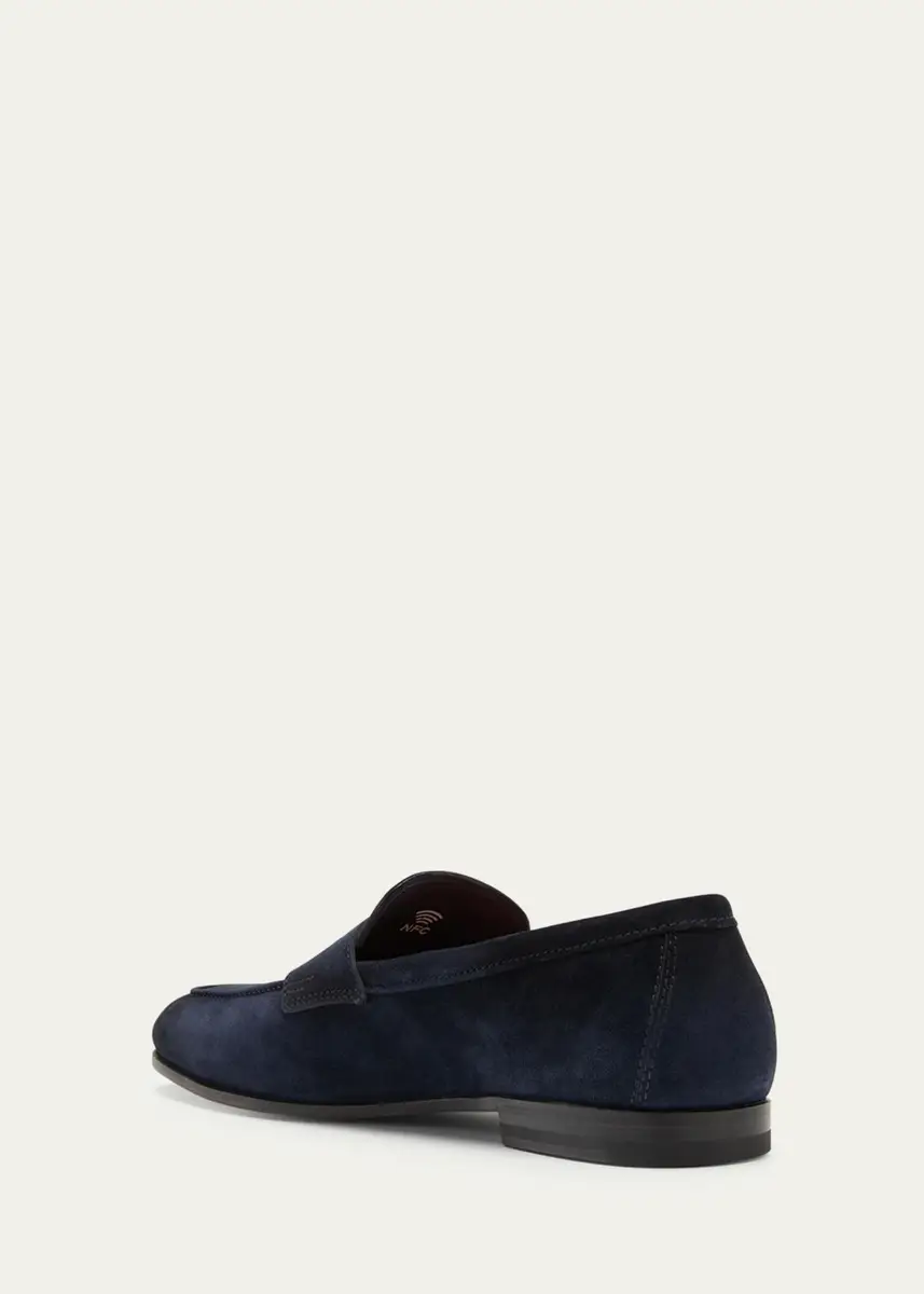 Santoni Men's Carlos Suede Penny Loafers | Thumbnail 8