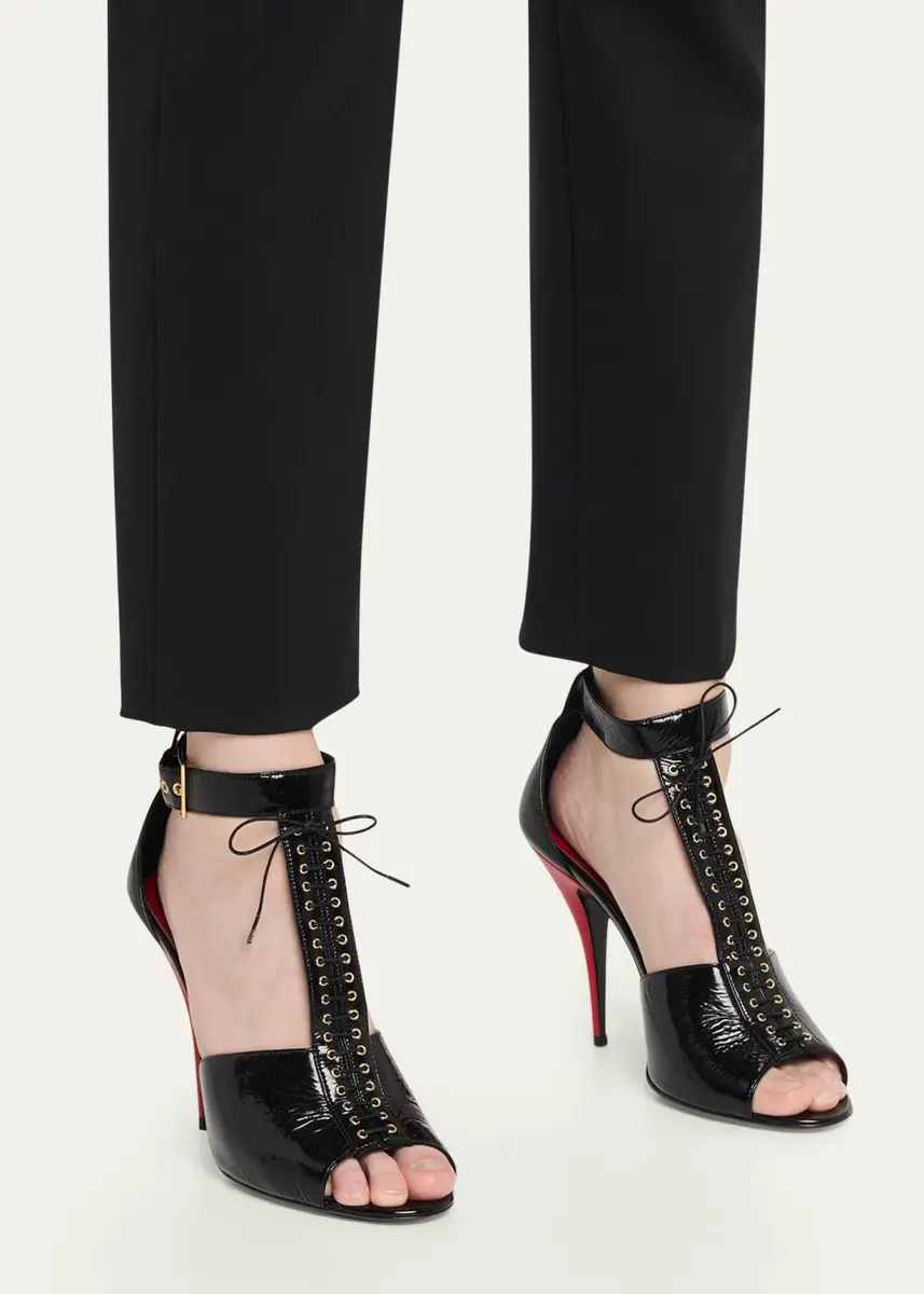 Valentino Garavani 105mm Patent Leather Bustier T-Strap Sandals | Thumbnail 2
