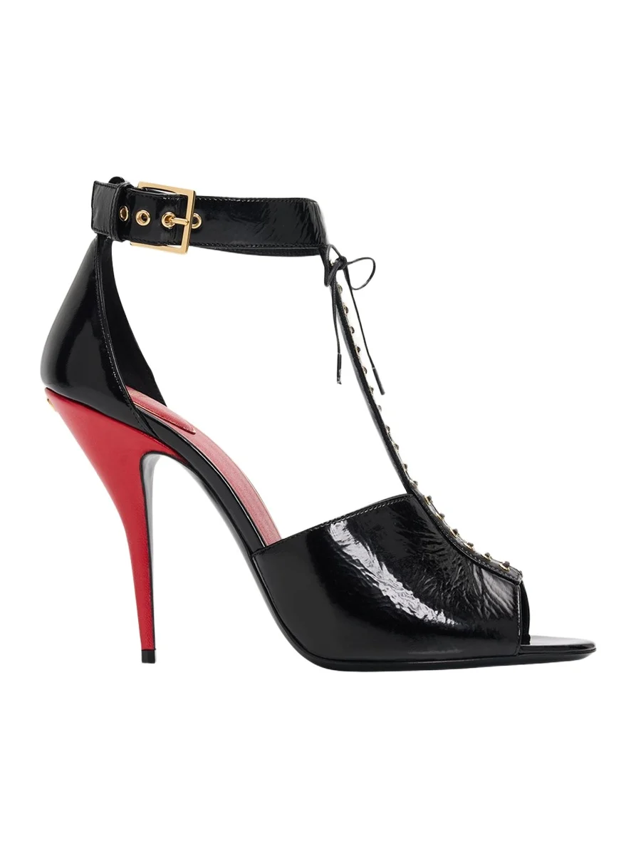 Valentino Garavani 105mm Patent Leather Bustier T-Strap Sandals