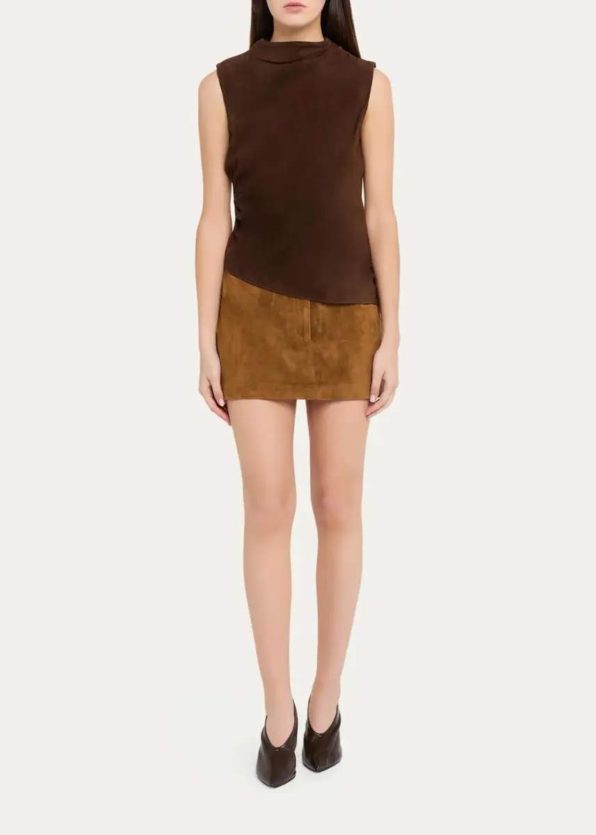 Aexae Mock-Neck Sleeveless Suede Top | Thumbnail 2 Aexae Mock-Neck Sleeveless Suede Top | Thumbnail 2