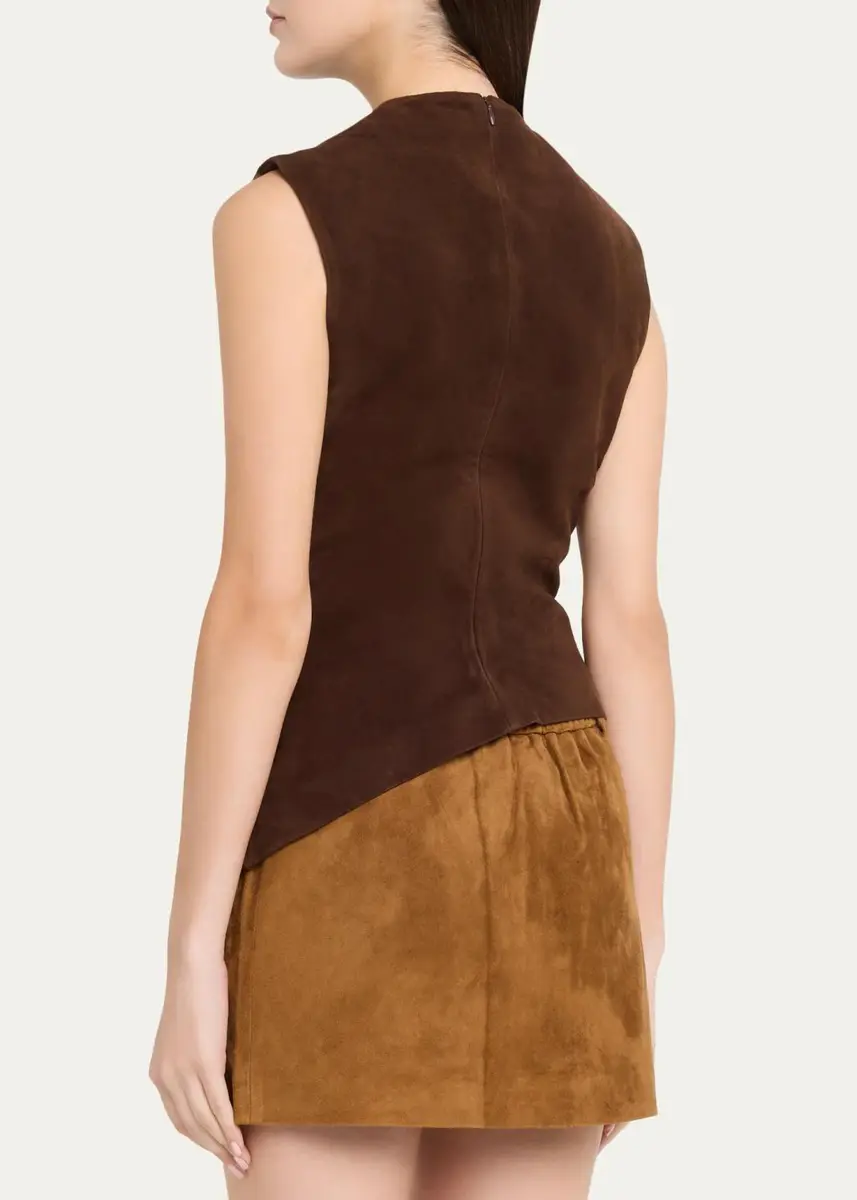 Aexae Mock-Neck Sleeveless Suede Top | Thumbnail 3 Aexae Mock-Neck Sleeveless Suede Top | Thumbnail 3