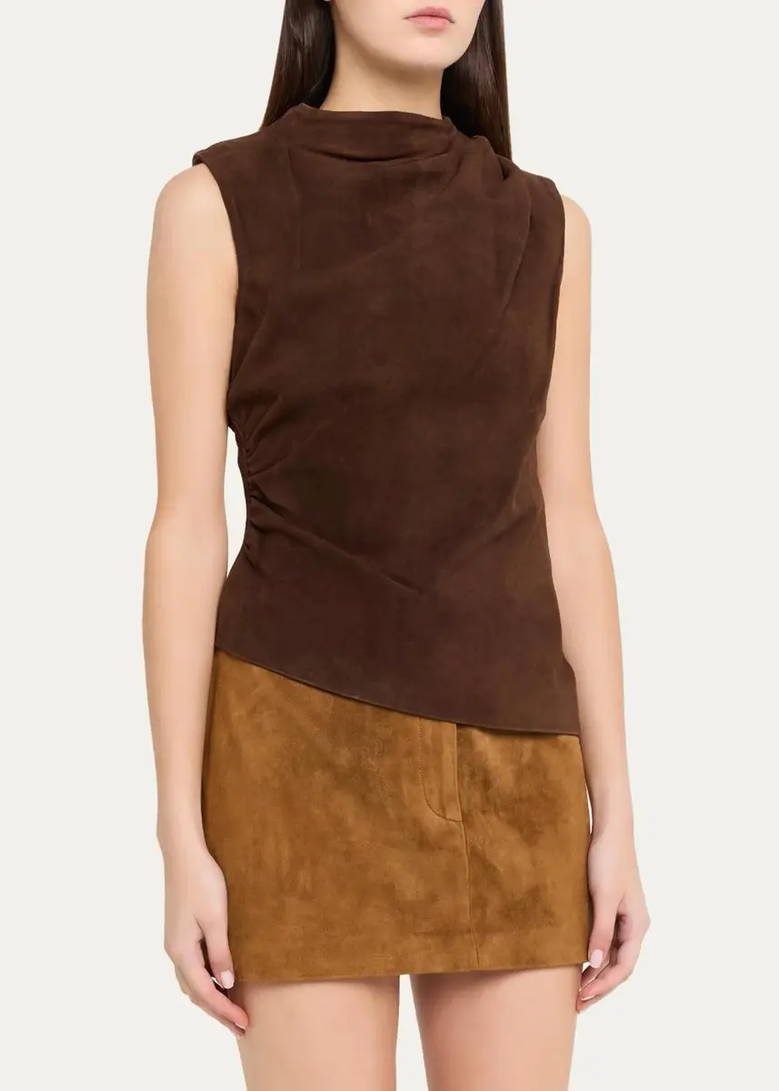 Aexae Mock-Neck Sleeveless Suede Top | Thumbnail 4 Aexae Mock-Neck Sleeveless Suede Top | Thumbnail 4