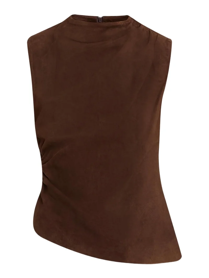 Mock-Neck Sleeveless Suede Top Mock-Neck Sleeveless Suede Top