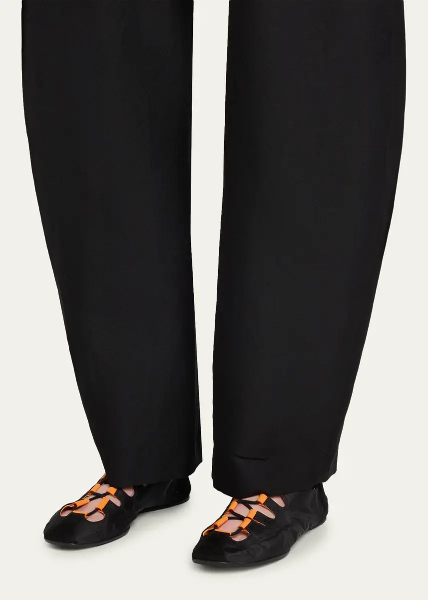 Alaïa Nylon Lace-Up Ballerina Flats | Thumbnail 2 Alaïa Nylon Lace-Up Ballerina Flats | Thumbnail 2
