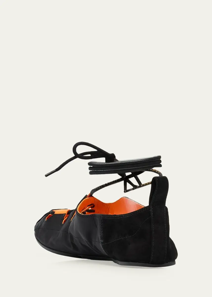 Alaïa Nylon Lace-Up Ballerina Flats | Thumbnail 4 Alaïa Nylon Lace-Up Ballerina Flats | Thumbnail 4