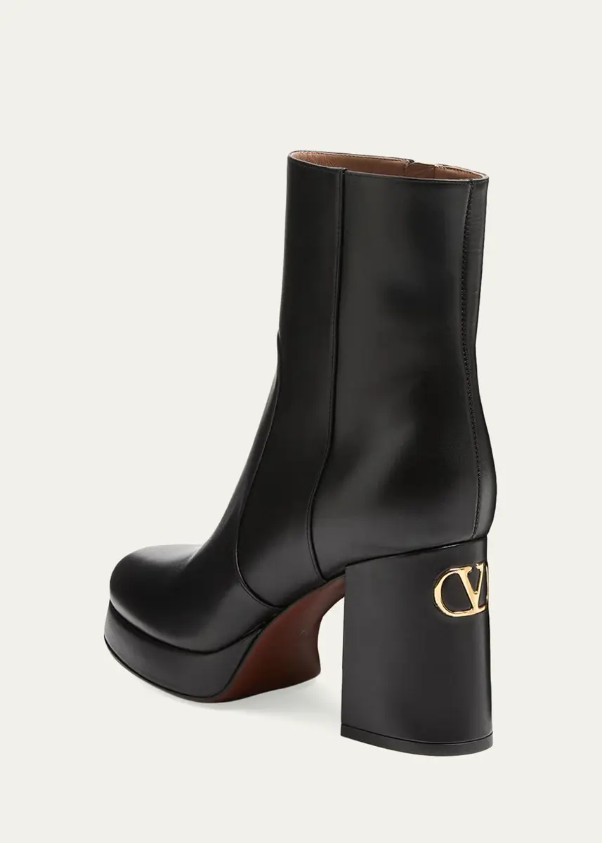 Valentino Garavani 90mm Fawcette Platform Leather Ankle Boots | Thumbnail 3