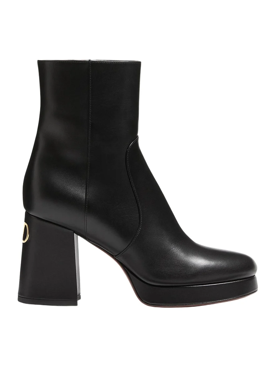 Valentino Garavani 90mm Fawcette Platform Leather Ankle Boots