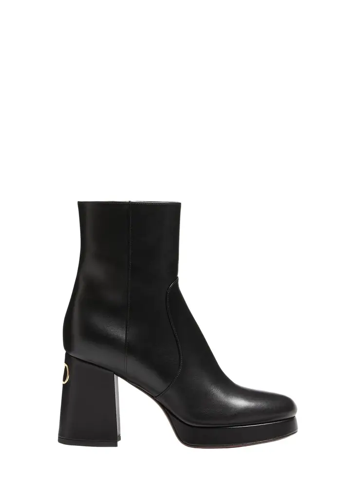 90mm Fawcette Platform Leather Ankle Boots