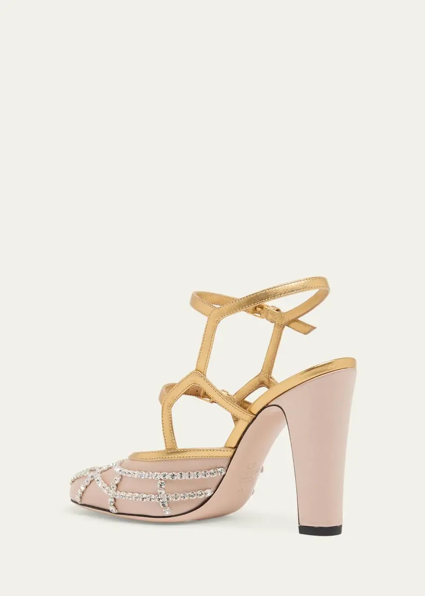 Valentino Garavani 100mm VLogo Embellished Satin and Metallic Leather Pumps | Thumbnail 8 Valentino Garavani 100mm VLogo Embellished Satin and Metallic Leather Pumps | Thumbnail 8