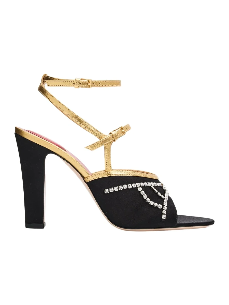 Valentino Garavani 100mm VLogo Embellished Satin and Metallic Leather Pumps