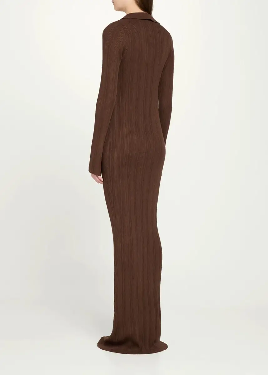 Aexae Rib-Knit Collared Maxi Dress | Thumbnail 3 Aexae Rib-Knit Collared Maxi Dress | Thumbnail 3