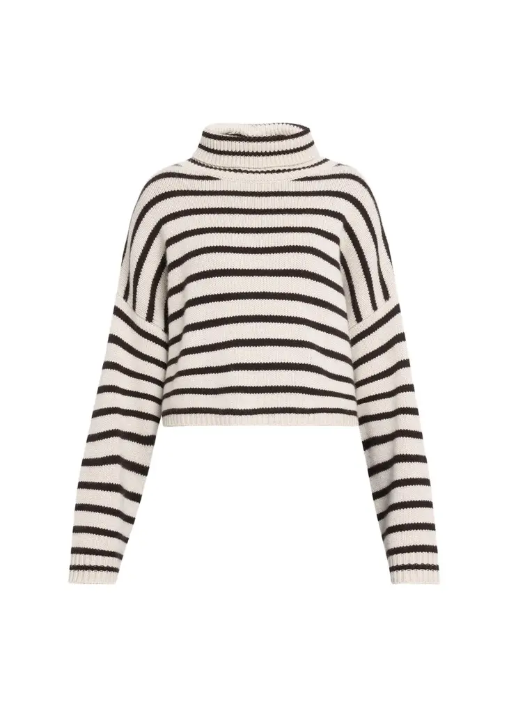 Zerlina Striped Drop-Shoulder Cashmere Sweater Zerlina Striped Drop-Shoulder Cashmere Sweater