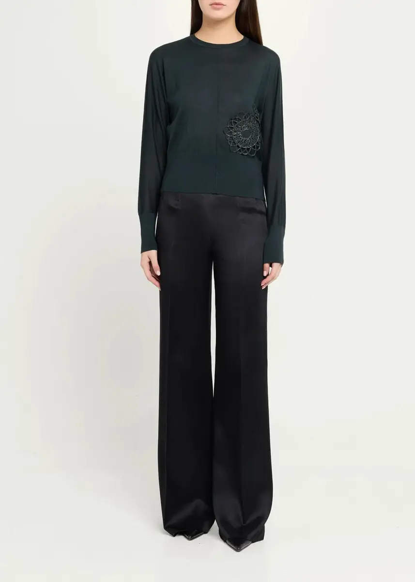 Akris High-Rise Silk Satin Wide-Leg Trousers | Thumbnail 2 Akris High-Rise Silk Satin Wide-Leg Trousers | Thumbnail 2