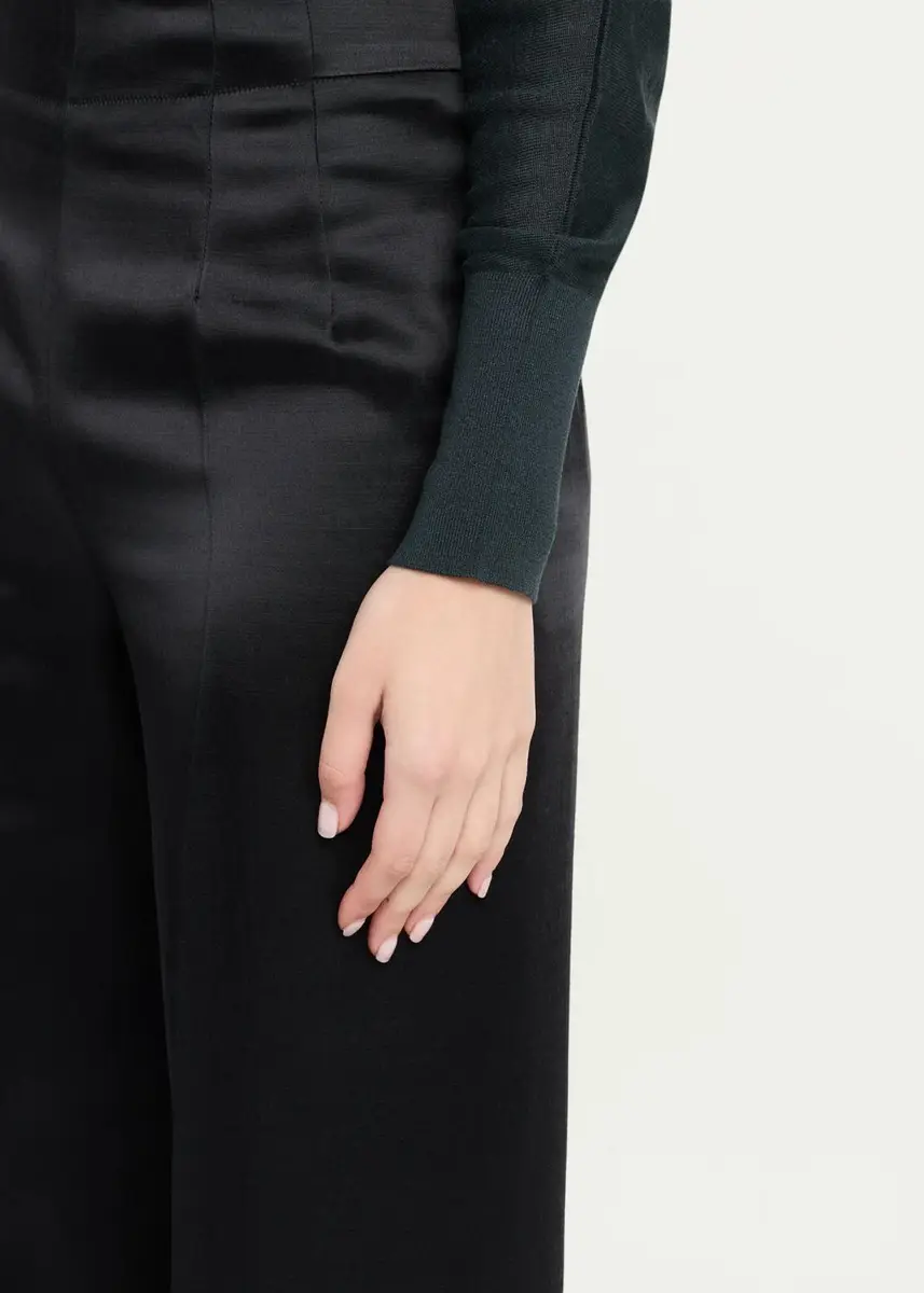 Akris High-Rise Silk Satin Wide-Leg Trousers | Thumbnail 5 Akris High-Rise Silk Satin Wide-Leg Trousers | Thumbnail 5