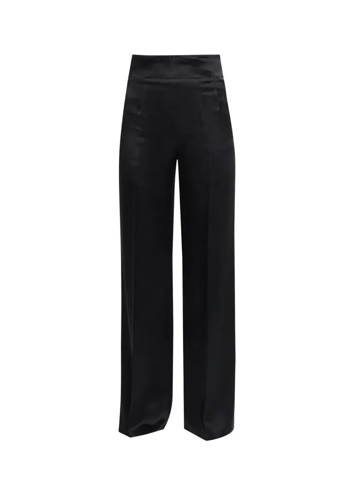 Akris High-Rise Silk Satin Wide-Leg Trousers