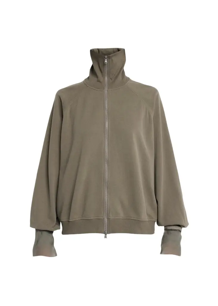 Brunello Cucinelli Monili Silk Cuffs Travel Zip-Up Jacket