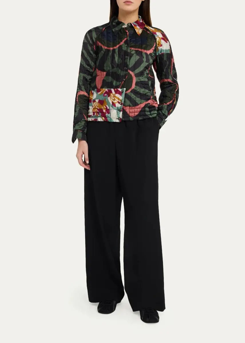 Dries Van Noten Valoria Patchwork-Print Quilted Satin Shirt Jacket | Thumbnail 2 Dries Van Noten Valoria Patchwork-Print Quilted Satin Shirt Jacket | Thumbnail 2