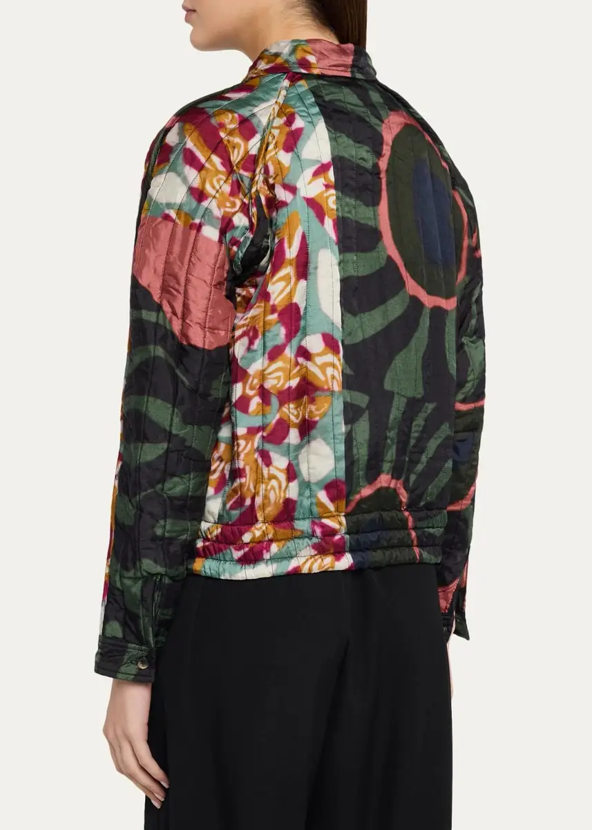 Dries Van Noten Valoria Patchwork-Print Quilted Satin Shirt Jacket | Thumbnail 3 Dries Van Noten Valoria Patchwork-Print Quilted Satin Shirt Jacket | Thumbnail 3