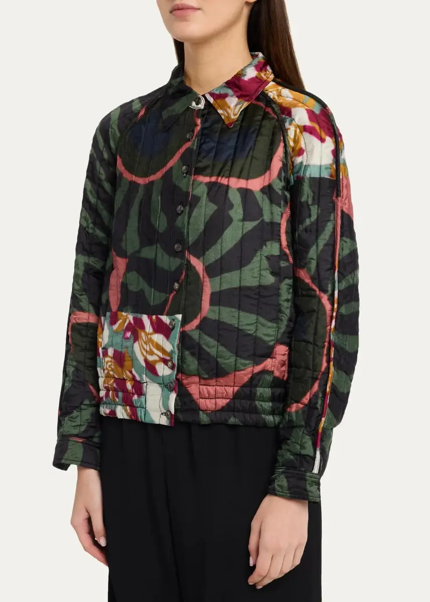 Dries Van Noten Valoria Patchwork-Print Quilted Satin Shirt Jacket | Thumbnail 4 Dries Van Noten Valoria Patchwork-Print Quilted Satin Shirt Jacket | Thumbnail 4