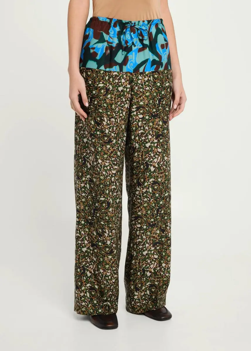 Dries Van Noten Mixed Marbled-Print Wide-Leg Drawstring Pants | Thumbnail 4