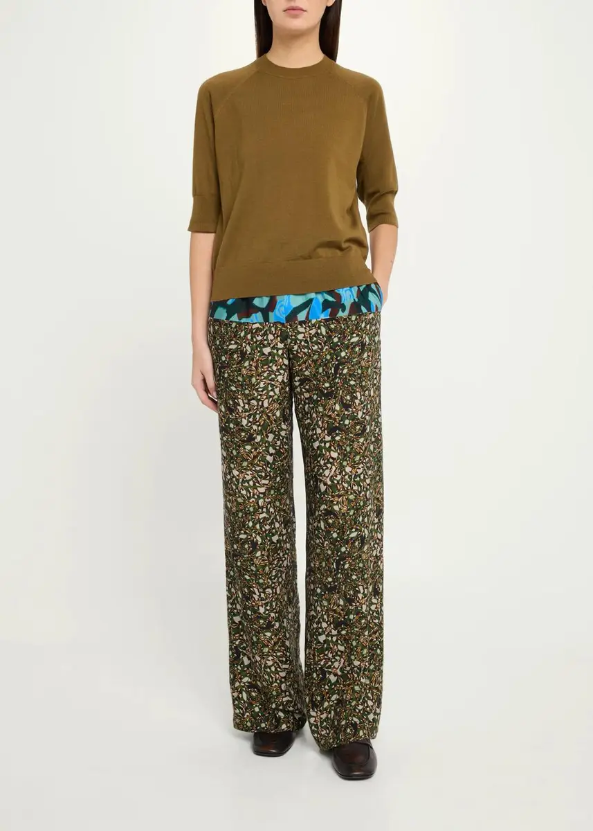 Dries Van Noten Tuan Merino Wool Short-Sleeve Crewneck Sweater | Thumbnail 2 Dries Van Noten Tuan Merino Wool Short-Sleeve Crewneck Sweater | Thumbnail 2