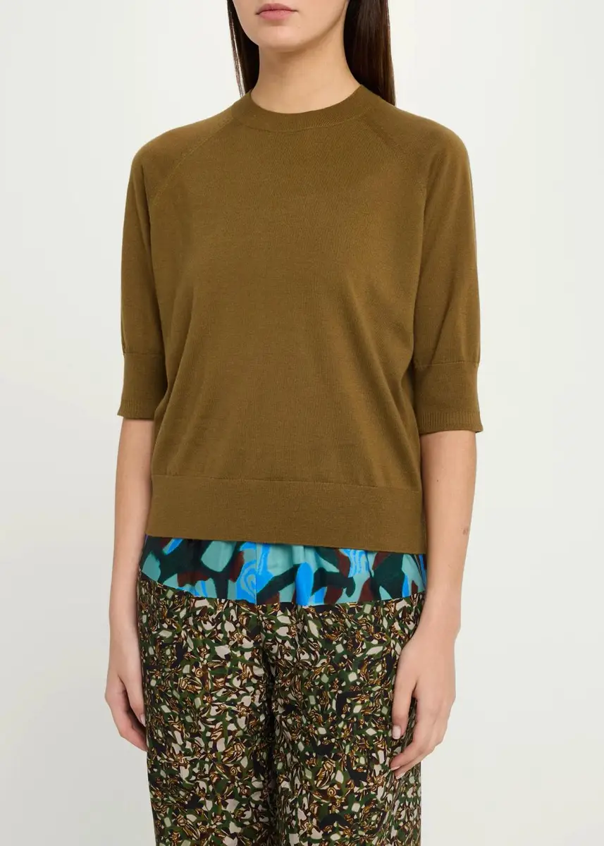 Dries Van Noten Tuan Merino Wool Short-Sleeve Crewneck Sweater | Thumbnail 4 Dries Van Noten Tuan Merino Wool Short-Sleeve Crewneck Sweater | Thumbnail 4