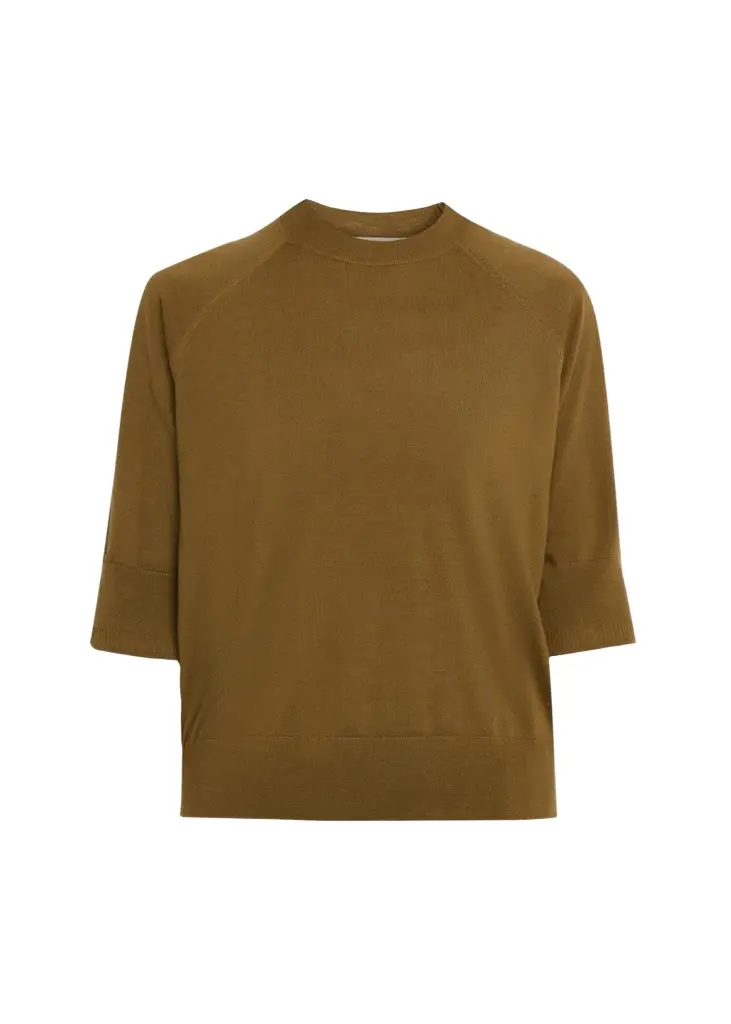 Tuan Merino Wool Short-Sleeve Crewneck Sweater