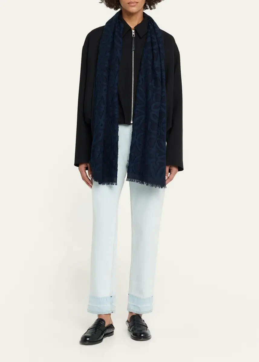 Loewe Anagram Wool, Silk and Cotton Scarf | Thumbnail 2 Loewe Anagram Wool, Silk and Cotton Scarf | Thumbnail 2