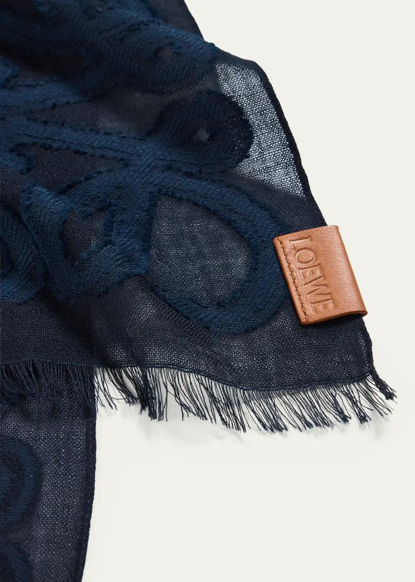 Loewe Anagram Wool, Silk and Cotton Scarf | Thumbnail 4 Loewe Anagram Wool, Silk and Cotton Scarf | Thumbnail 4