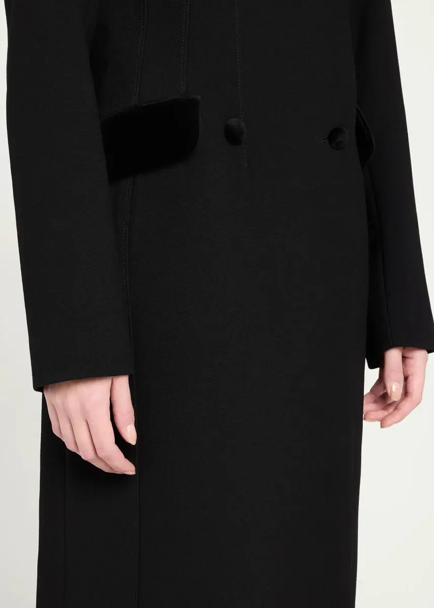 LIBEROWE Wool and Velvet Double-Breasted Long Hourglass Coat | Thumbnail 5 LIBEROWE Wool and Velvet Double-Breasted Long Hourglass Coat | Thumbnail 5