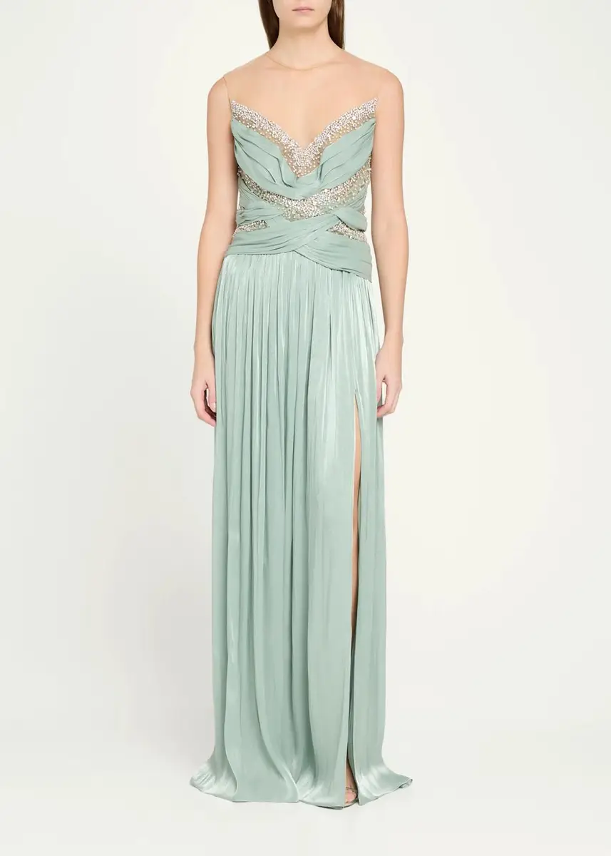Costarellos Branka Embellished Crisscross Lurex Georgette Illusion Gown | Thumbnail 2 Costarellos Branka Embellished Crisscross Lurex Georgette Illusion Gown | Thumbnail 2