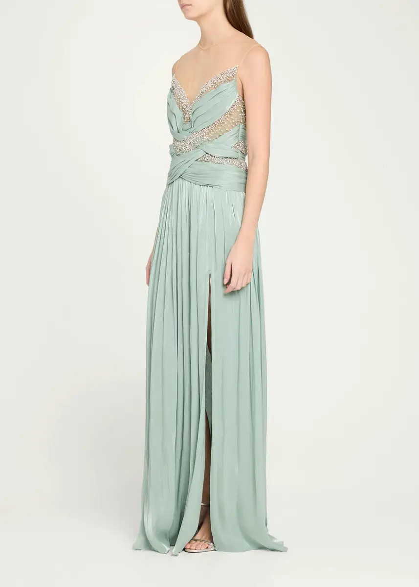 Costarellos Branka Embellished Crisscross Lurex Georgette Illusion Gown | Thumbnail 4 Costarellos Branka Embellished Crisscross Lurex Georgette Illusion Gown | Thumbnail 4