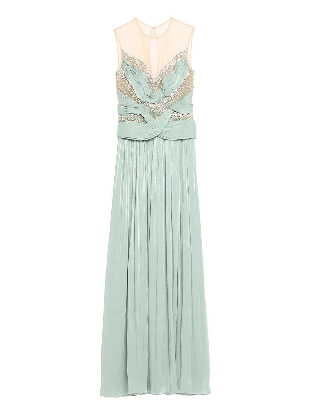 Branka Embellished Crisscross Lurex Georgette Illusion Gown