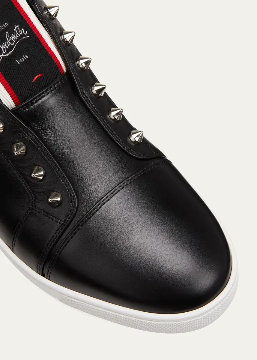 Christian Louboutin Men's F. A.V. Fique A Vontade Spiked Leather Slip-On Sneakers | Thumbnail 5