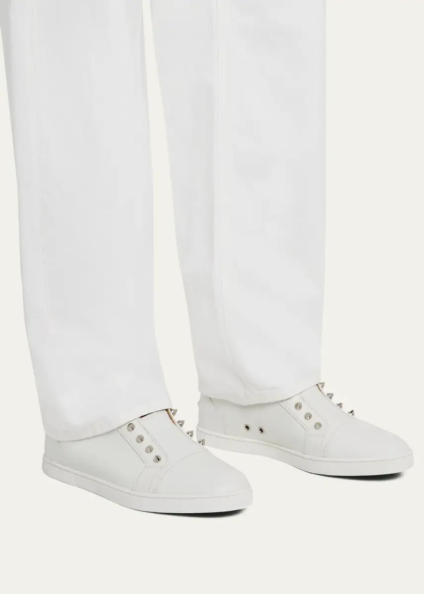 Christian Louboutin Men's F. A.V. Fique A Vontade Spiked Leather Slip-On Sneakers | Thumbnail 6