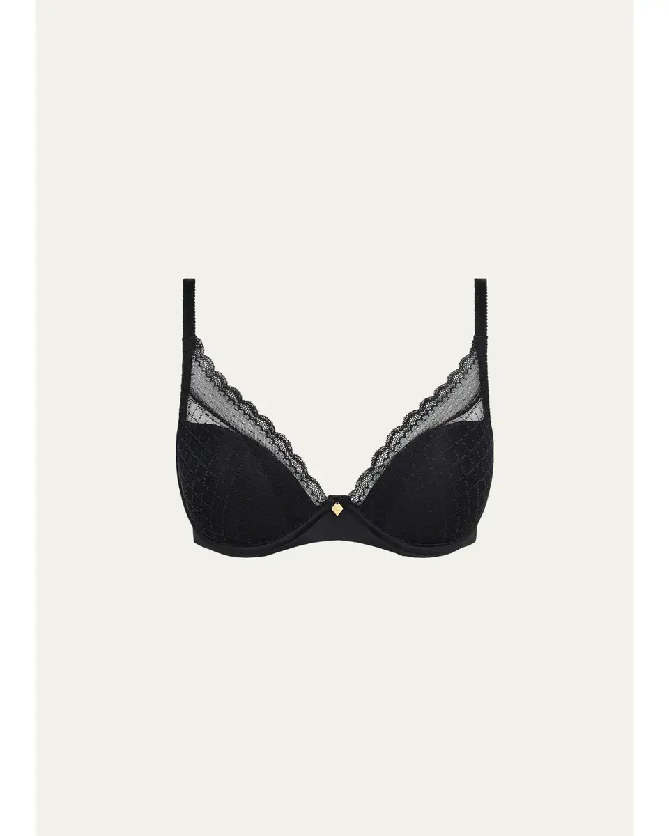 Chantelle Magique Minimize Lace-Trim Satin Bra | Thumbnail 2