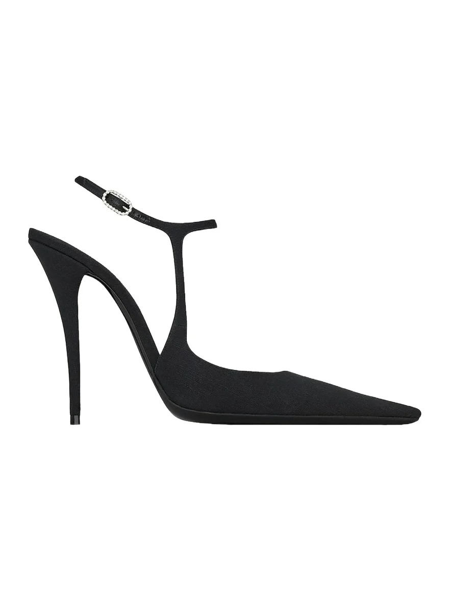 Saint Laurent 110mm Manon Silk Ankle-Strap Pumps