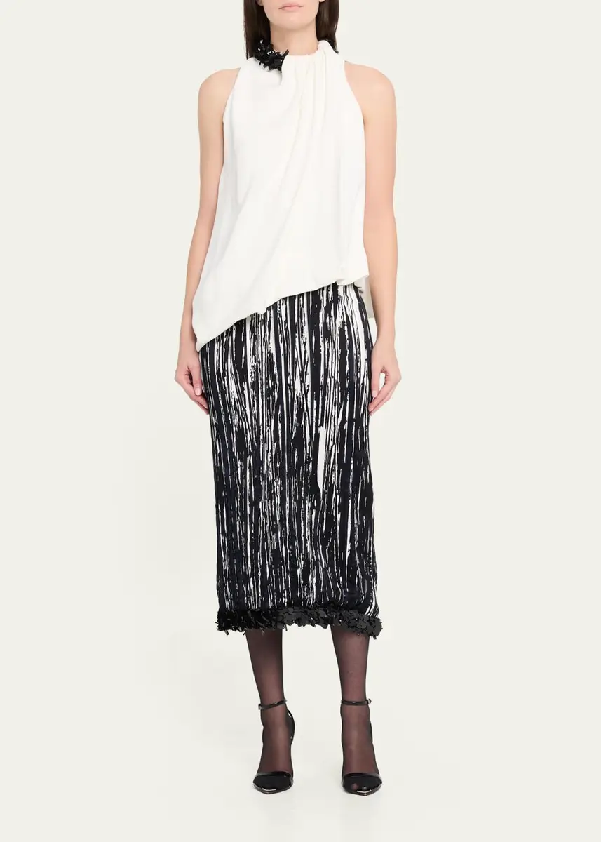 Brandon Maxwell Sinclair Sequin-Trim Midi Pencil Skirt | Thumbnail 2 Brandon Maxwell Sinclair Sequin-Trim Midi Pencil Skirt | Thumbnail 2