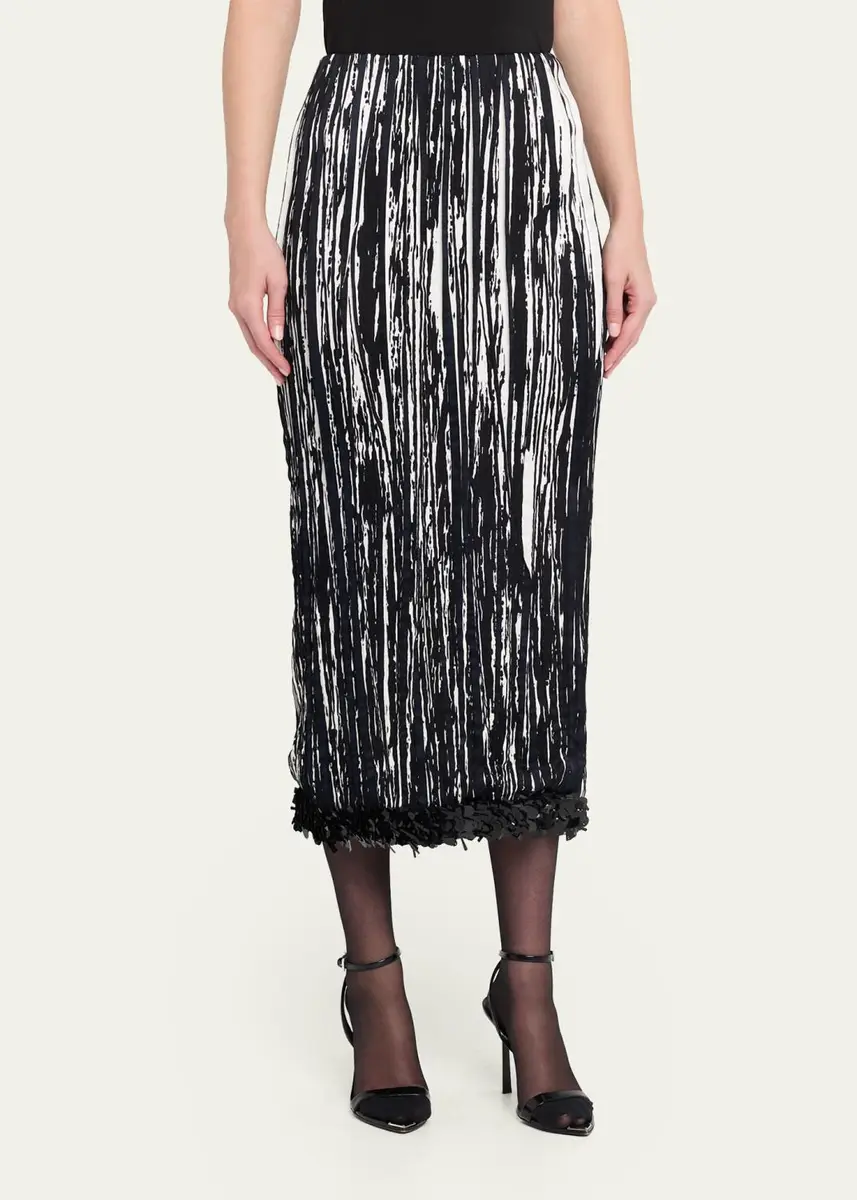 Brandon Maxwell Sinclair Sequin-Trim Midi Pencil Skirt | Thumbnail 4 Brandon Maxwell Sinclair Sequin-Trim Midi Pencil Skirt | Thumbnail 4