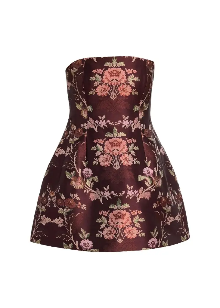Cara Cara Ines Strapless Jacquard Mini Dress