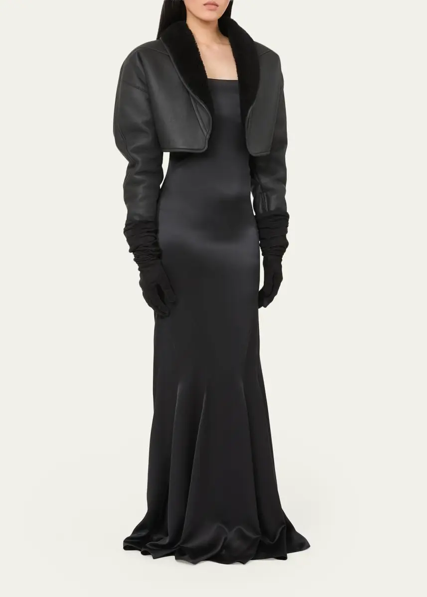 Max Mara Cropped Shawl-Collar Shearling Jacket | Thumbnail 2 Max Mara Cropped Shawl-Collar Shearling Jacket | Thumbnail 2