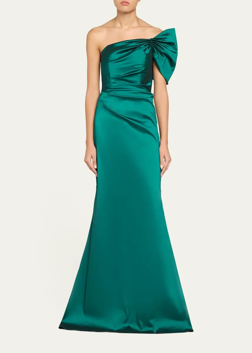 Rickie Freeman for Teri Jon One Shoulder Ruched Taffeta Gown | Thumbnail 2 Rickie Freeman for Teri Jon One Shoulder Ruched Taffeta Gown | Thumbnail 2