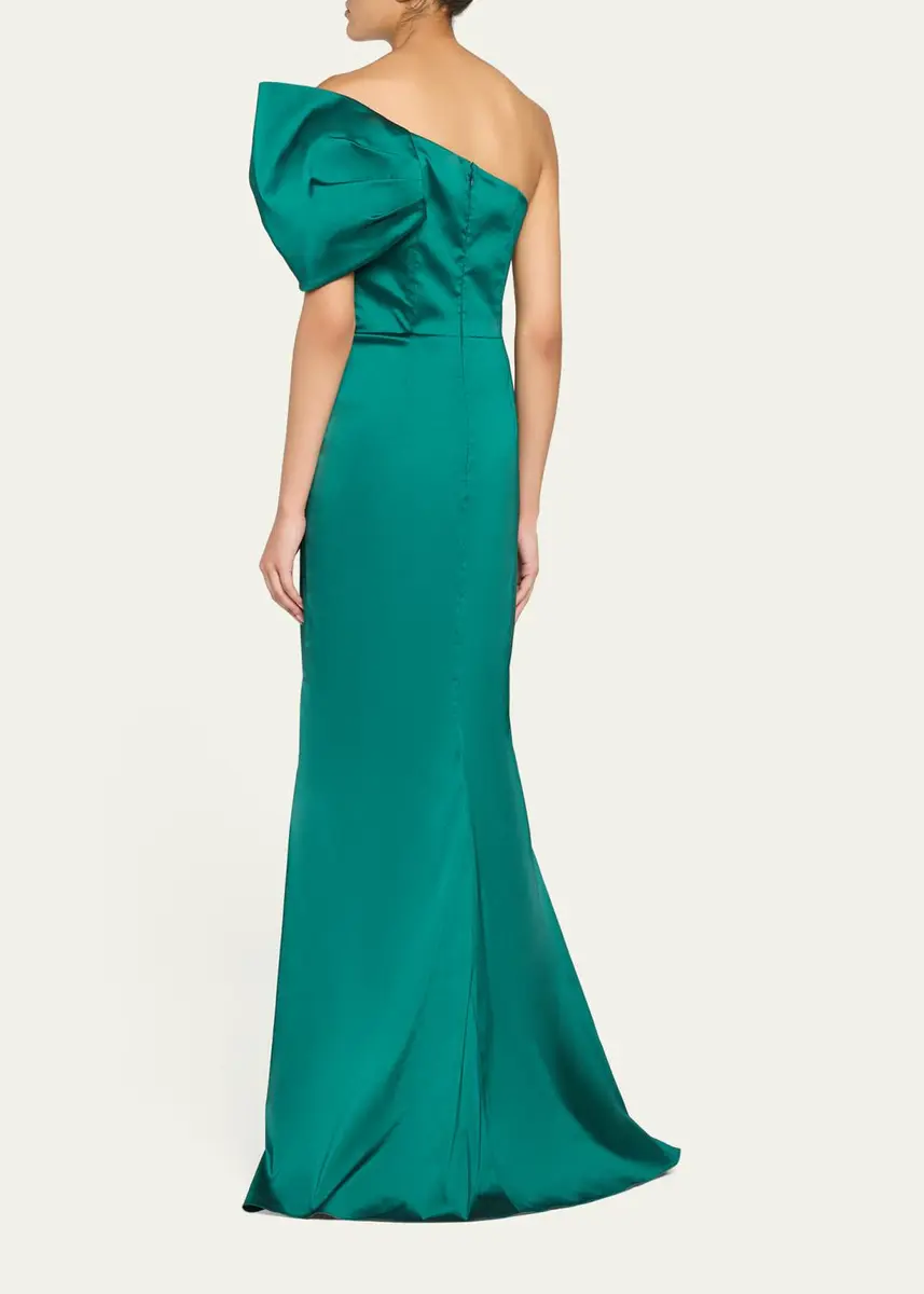 Rickie Freeman for Teri Jon One Shoulder Ruched Taffeta Gown | Thumbnail 3 Rickie Freeman for Teri Jon One Shoulder Ruched Taffeta Gown | Thumbnail 3